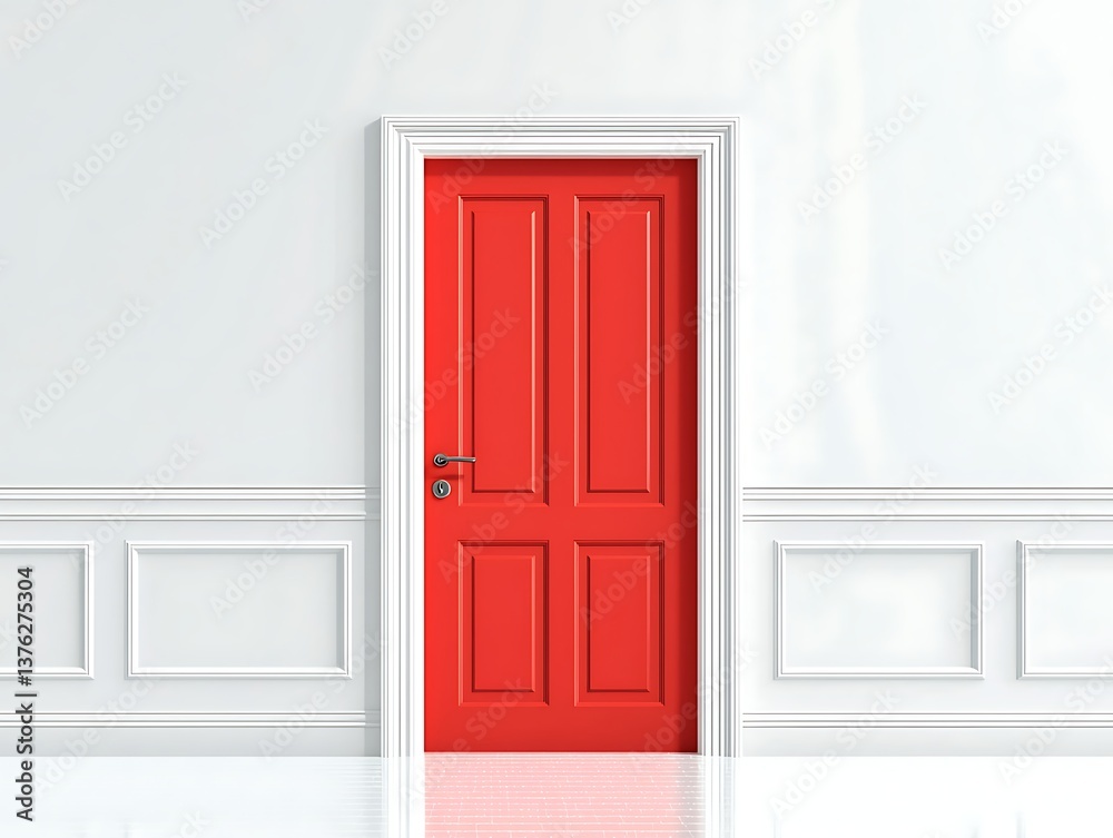 Red door with white room, and new beginnings. Red door with white room, and new beginnings.