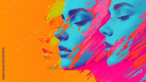 Vibrant abstract digital portrait with expressive colors