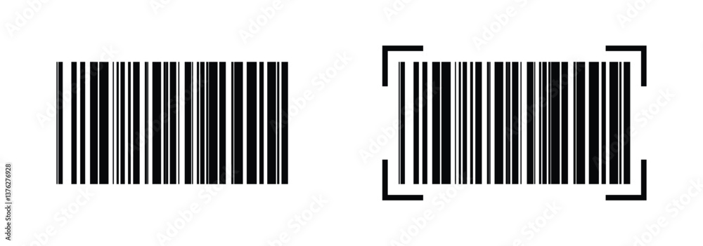 Set of bar code icon symbol vector on isolated white background Set of bar code icon symbol vector on isolated white background