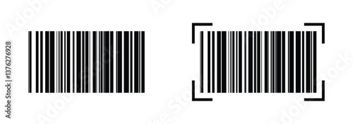 Set of bar code icon symbol vector on isolated white background