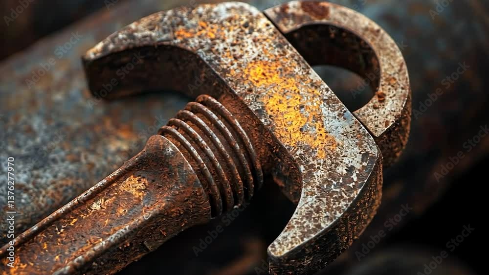 Rusty Old Wrench Close-Up: A Macro Photography of a Weathered Tool Rusty Old Wrench Close-Up: A Macro Photography of a Weathered Tool