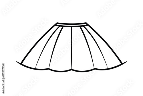 Pleated Skirts Fashion Design Outline Illustration Template