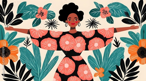 Vibrant floral portrait of a woman