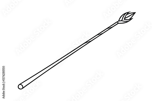 Simple Line Drawing of a Long, Pointed Wooden Staff