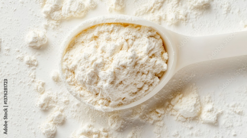 Scoop of Vanilla Protein Powder with Soft Texture Scoop of Vanilla Protein Powder with Soft Texture