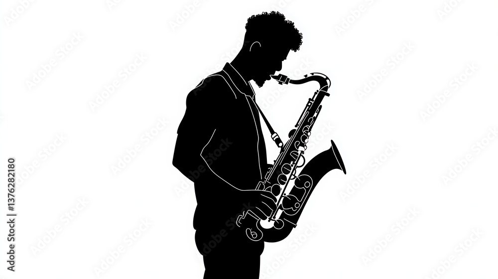 Obraz premium Saxophone Player Silhouette.