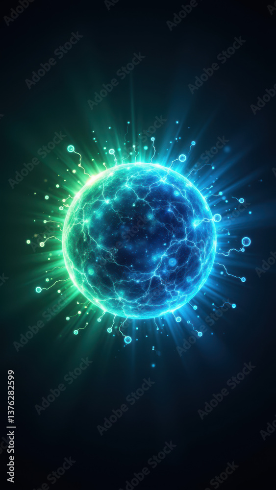 Fototapeta premium GLP-1 molecule with blue and green effects.