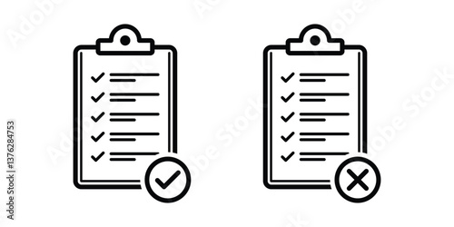Checklist clipboards icon set, clipboard, checklist, report, survey or agreement icon vector