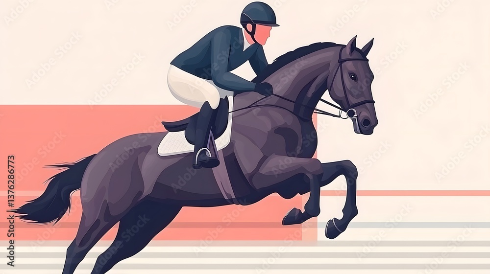 Equestrian athlete competing in a jumping event Equestrian athlete competing in a jumping event