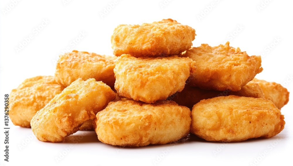 Crispy golden fried nuggets piled high Crispy golden fried nuggets piled high