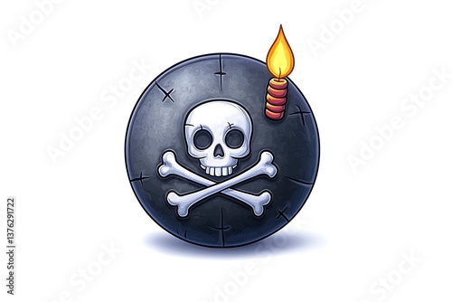 Skull Bomb Cartoon Illustration.