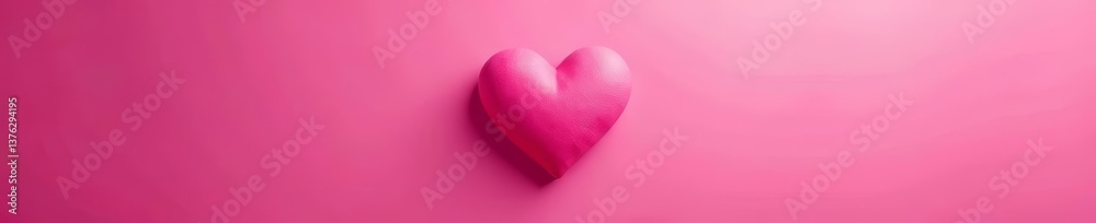 Fototapeta premium Pink heart shape with vibrant pink background, romantic love concept, celebration, symbol, romance