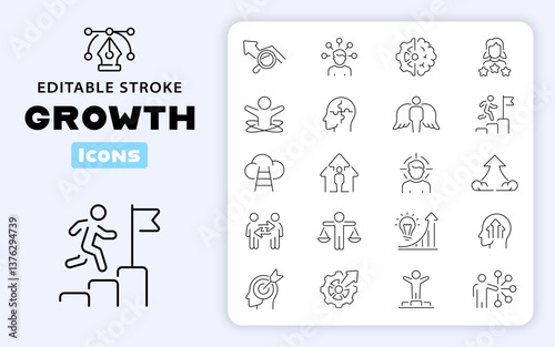 Personal Growth Vector Outline Icon Set