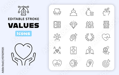 Core Values Vector Outline Icon Set