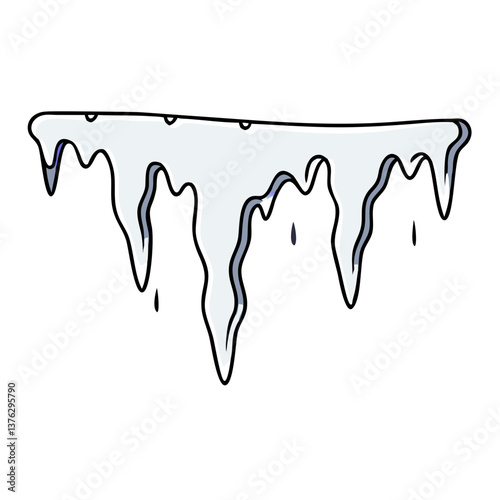 Melting icicles icon in flat winter style