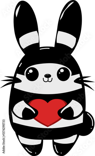 cute panda holding a heart