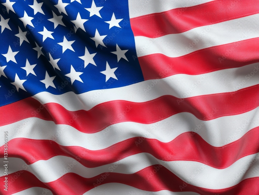 Fototapeta premium Dramatic Close Up of a Waving American Flag USA Photograph Patriotic Setting Frontal View Symbol of Freedom