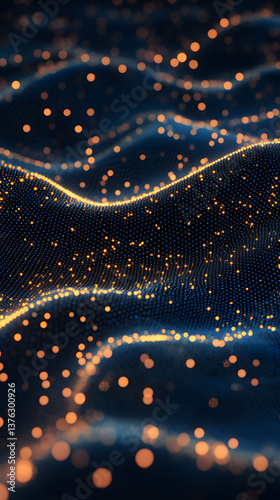 Abstract Digital Wave with Glowing Particles