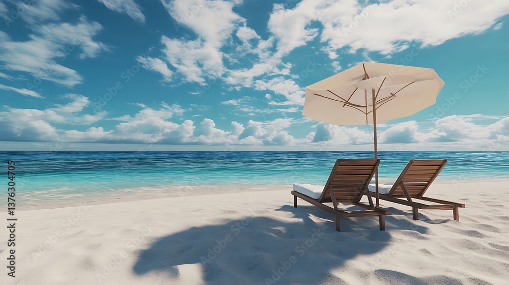 Serene Beach with Palm Trees and Crystal Clear Waters Serene Beach with Palm Trees and Crystal Clear Waters