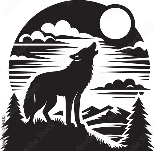 wolf howling at the moon