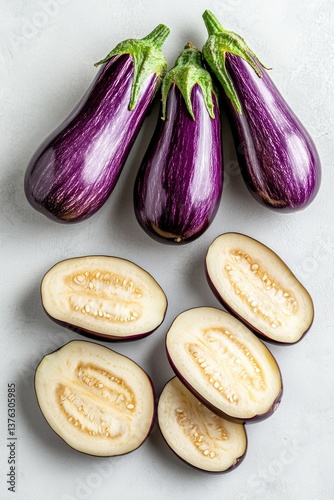 Wallpaper Mural Vibrant purple eggplants arranged with cross-sections showcasing Torontodigital.ca