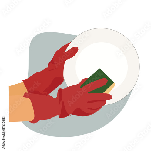 hand washing dishes.Hands washing dishes with sponge