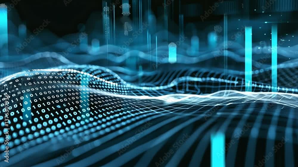 Digitale Landschaft aus Punkten und Linien