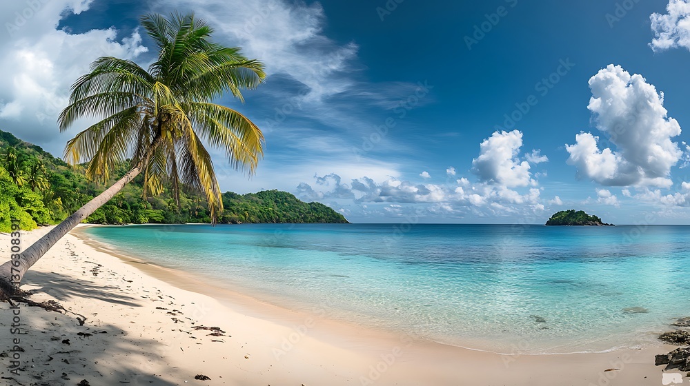 Fototapeta premium tropical beach with coconut palm trees