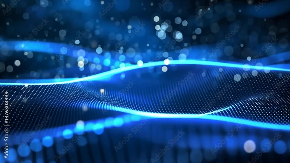 Blaue digitale Punkte in Wellenform