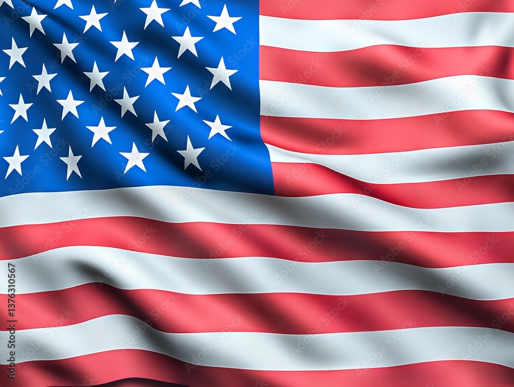 Obraz premium Waving American Flag Symbolizing Freedom and Unity Outdoors Graphic Vibrant Colors Close-Up Patriotism
