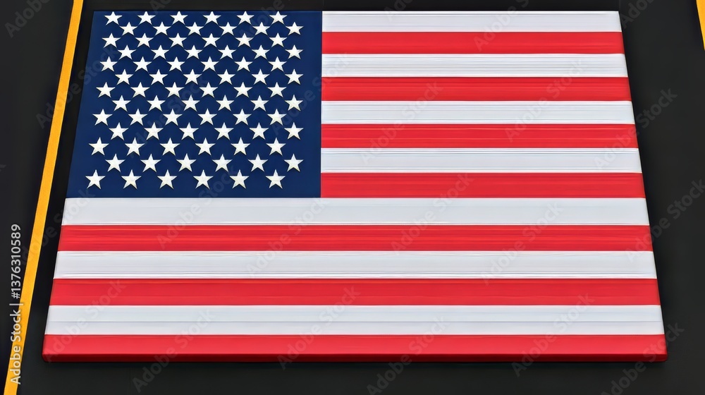 Fototapeta premium American Flag Display Illustrating Patriotism in Urban Environment Capturing Pride and Unity