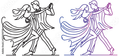 line sketch of a Dancing Couple vector