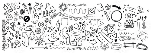 Creative Hand Drawn Doodle Icons Set on White Background