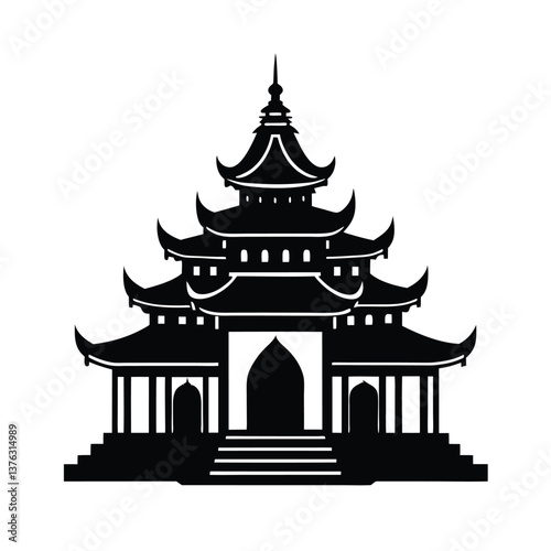 Buddhist temple vector silhouette