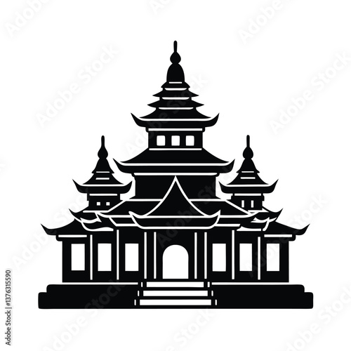 Buddhist temple vector silhouette