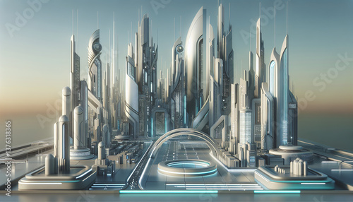 Futuristic Sci-Fi Architecture 3D Render with Sleek Design