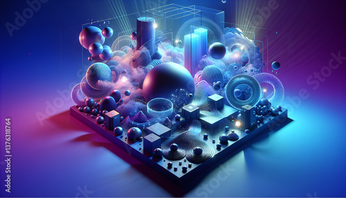 Futuristic Virtual Reality 3D Environment Concept