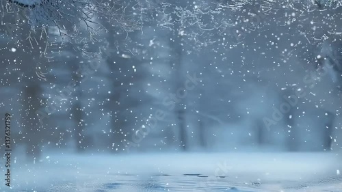 Wallpaper Mural Winter Wonderland Snow Falling in a Misty Forest Torontodigital.ca