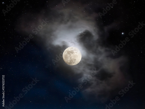 Cloudy full moon night