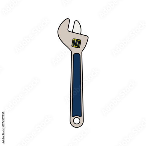 Monkey Wrench Flat design style, a versatile gripping tool with an adjustable jaw, widely used in plumbing, automotive, and mechanical repair graphics.