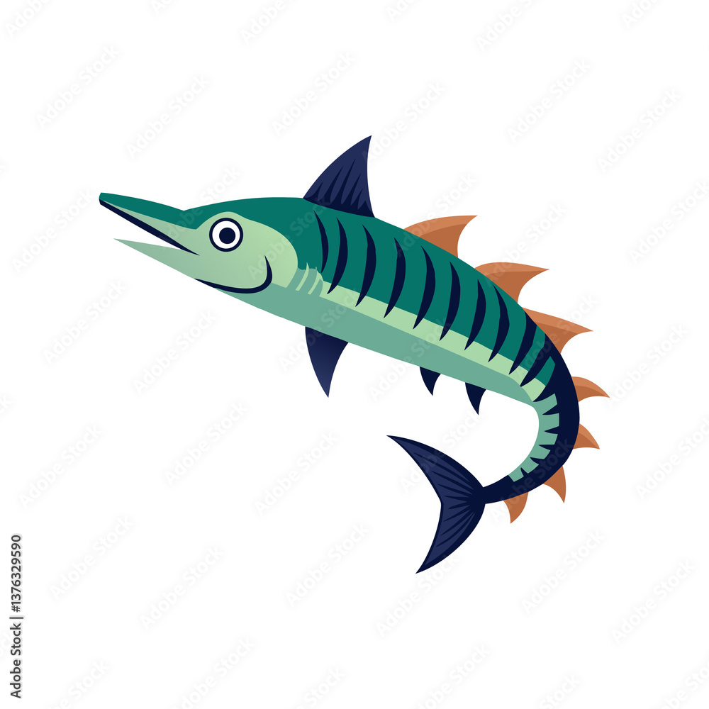 Fototapeta premium barracuda fish vector illustration design on white background