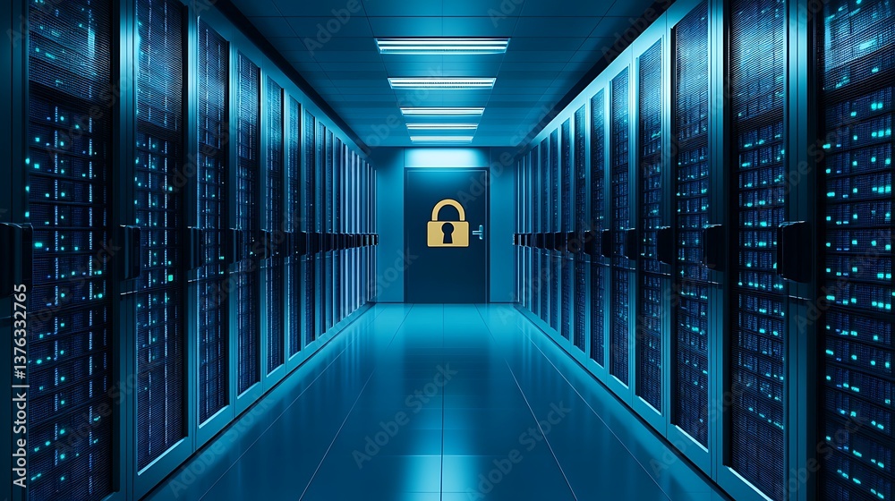 Fototapeta premium Circuit board digital encryption system secure padlock firewall technology high resolution picture