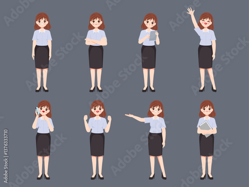 Business woman character creation in office style. Illustration vector premium design.