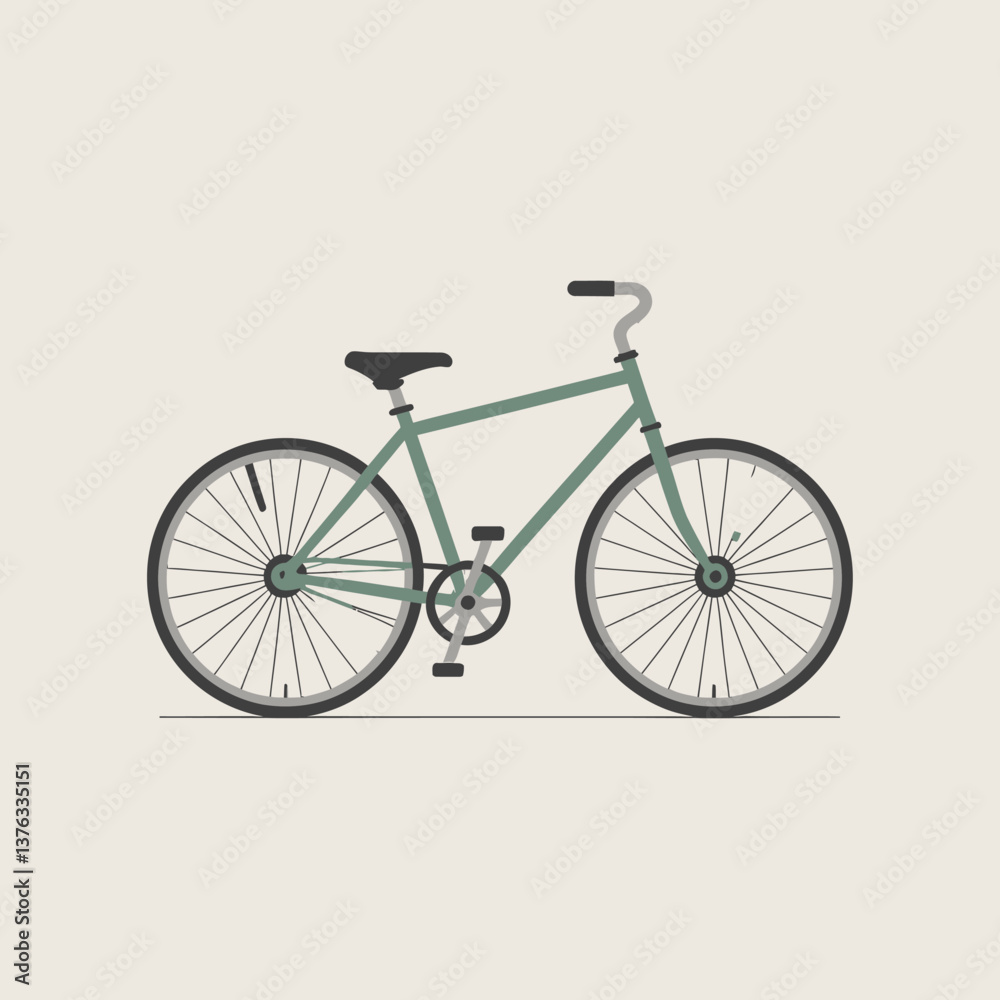 Minimalist Green Bicycle Illustration - Retro Style Bike for Transportation, Design & Recreation Minimalist Green Bicycle Illustration - Retro Style Bike for Transportation, Design & Recreation