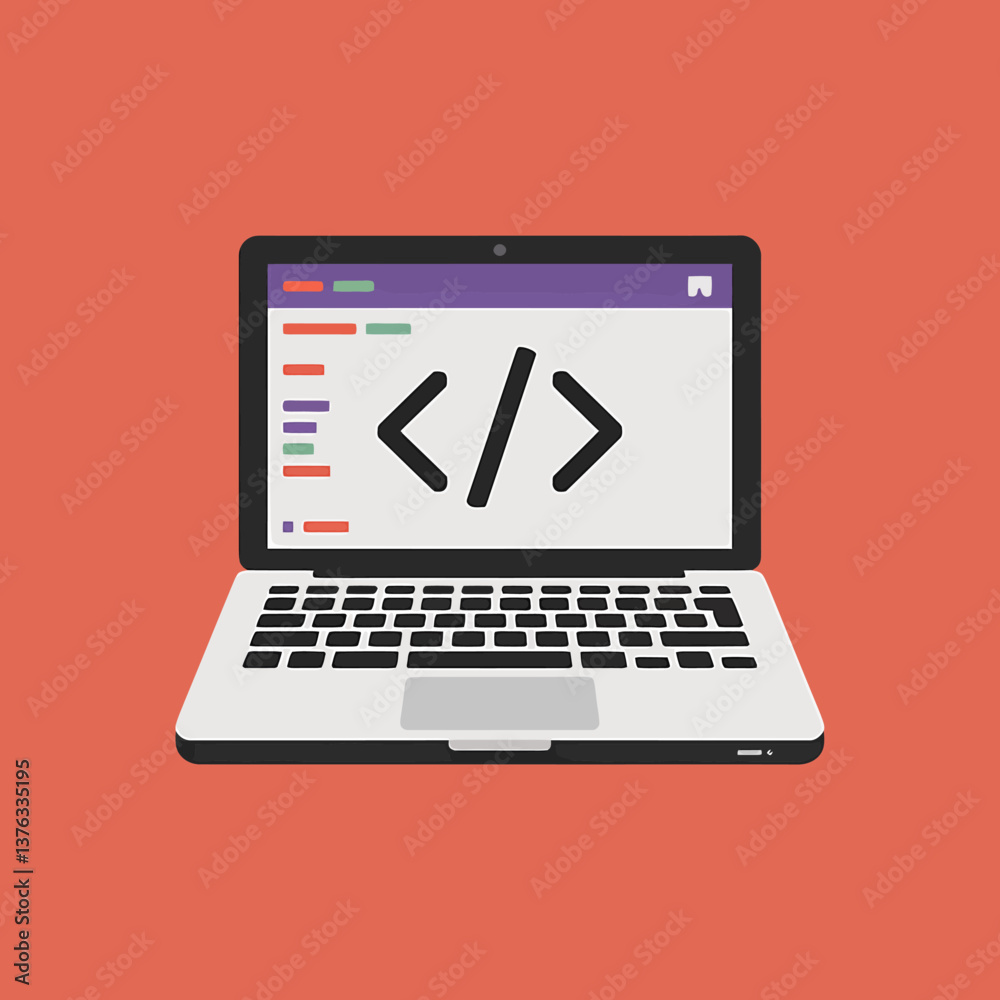 Minimalist Laptop with Code Snippet - Vector Illustration for Developers and Programmers Minimalist Laptop with Code Snippet - Vector Illustration for Developers and Programmers