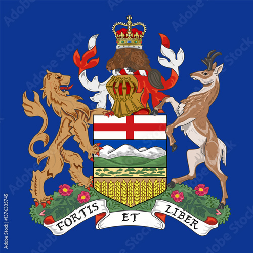 Alberta territorial and regional coat of arms, Canada, north american country, vector illustration 