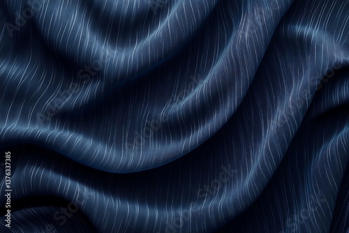
Beautiful dark blue fabric background. Wavy soft folds. Elegant navy blue background with copy space for design. photo