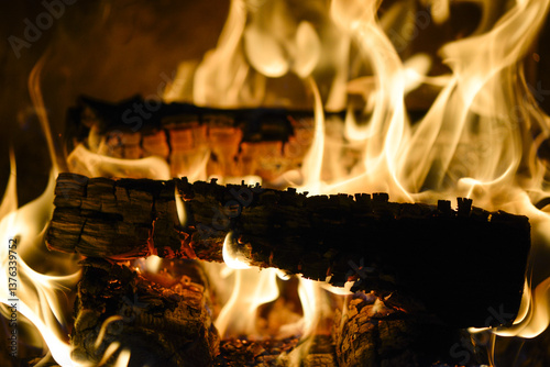 Obraz na płótnie Feuer im Kamin, Ofen w salonie