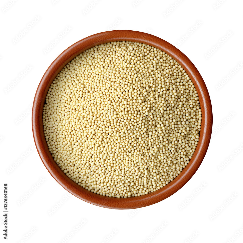 Small Creamy Couscous in Brown Bowl Top View Food Small Creamy Couscous in Brown Bowl Top View Food