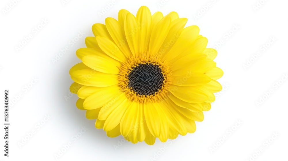 Vibrant Yellow Gerbera Daisy on White Background Vibrant Yellow Gerbera Daisy on White Background